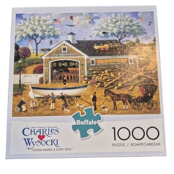 Buffalo Games Charles Wysocki Dahlia Makes A Dory Deal 1000 pc Jigsaw Puzzle, Bo - Picture 5 of 11